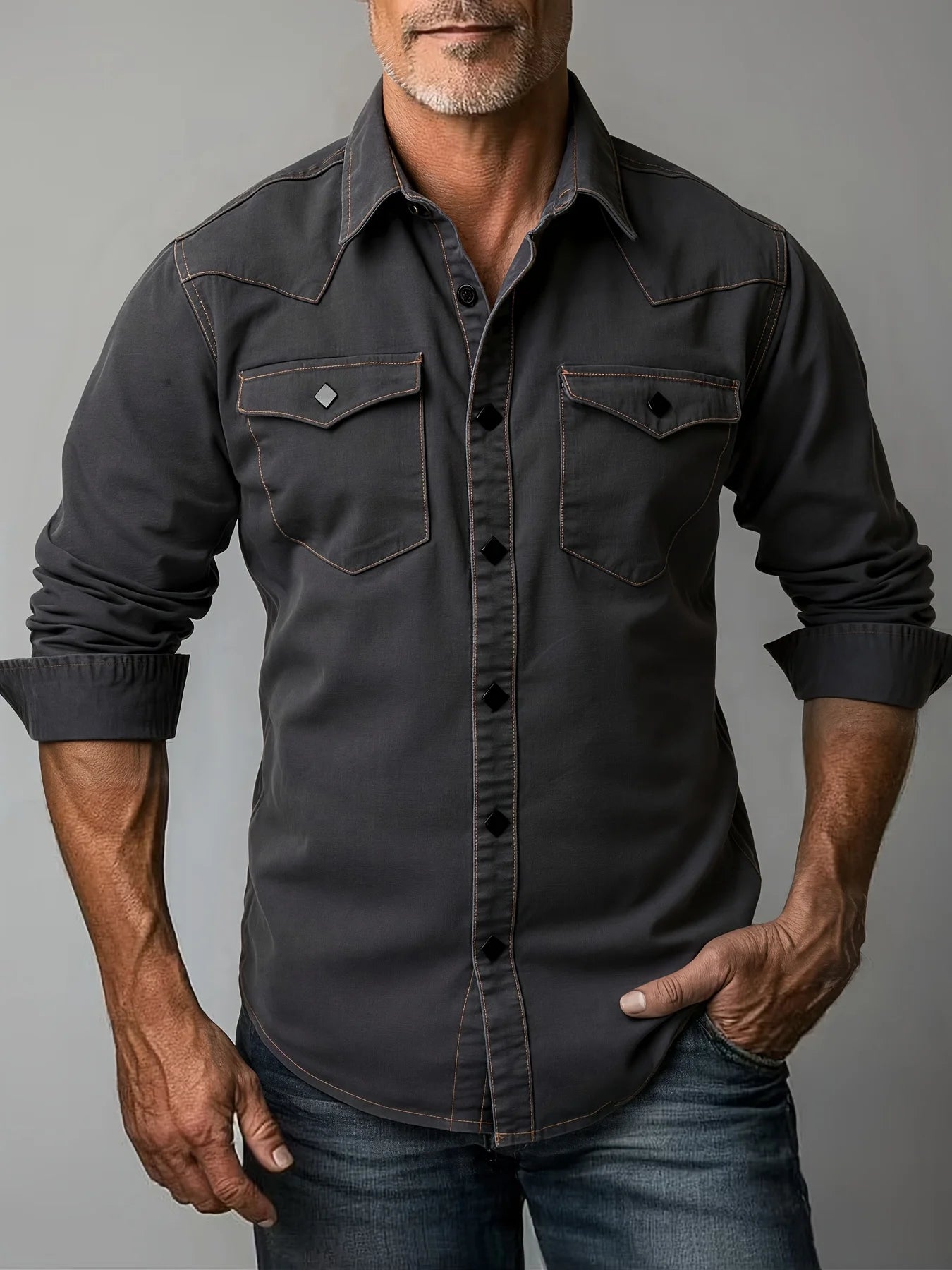 Luca – Classic Denim Shirt Dark Gray